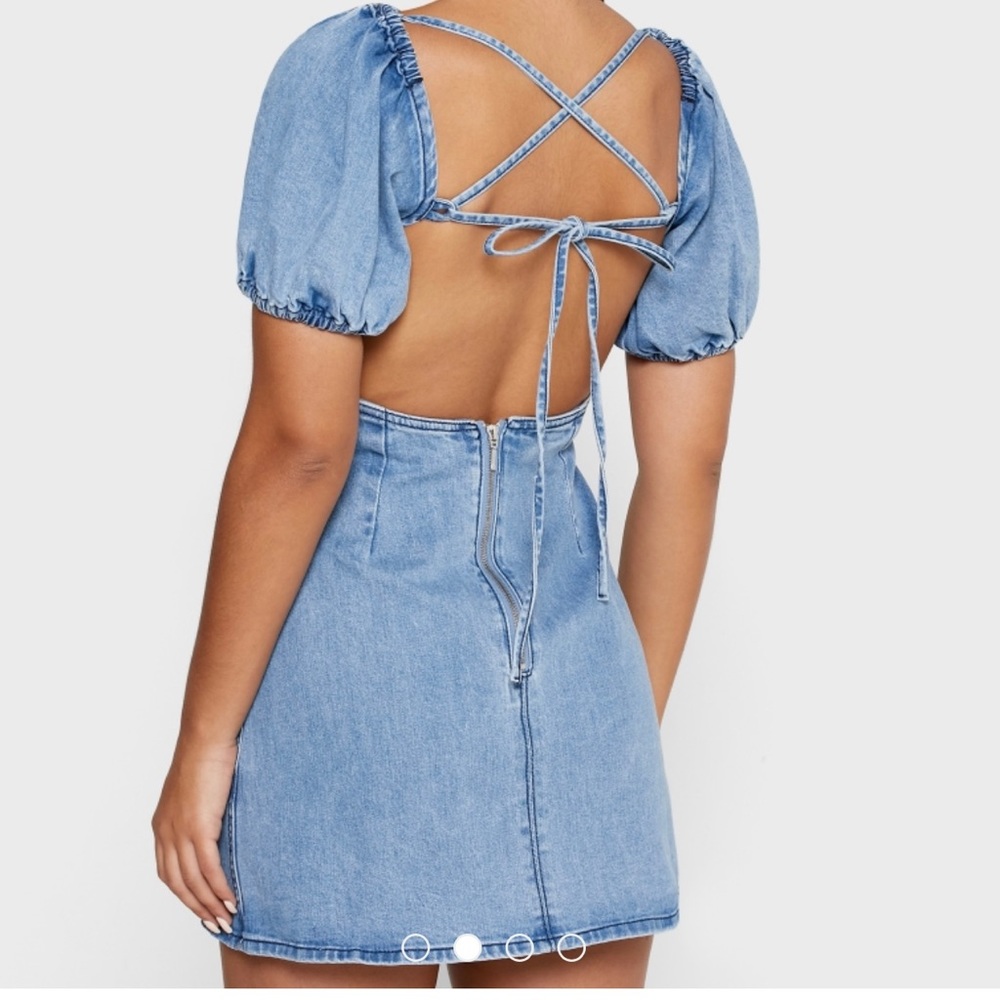 Finders Keepers Puff Sleeve Denim Dress